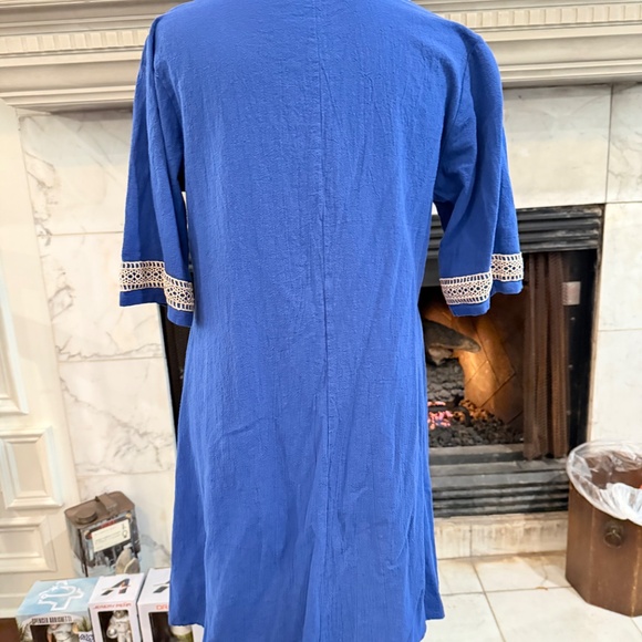 Blue cotton gauze dress - Picture 3 of 4